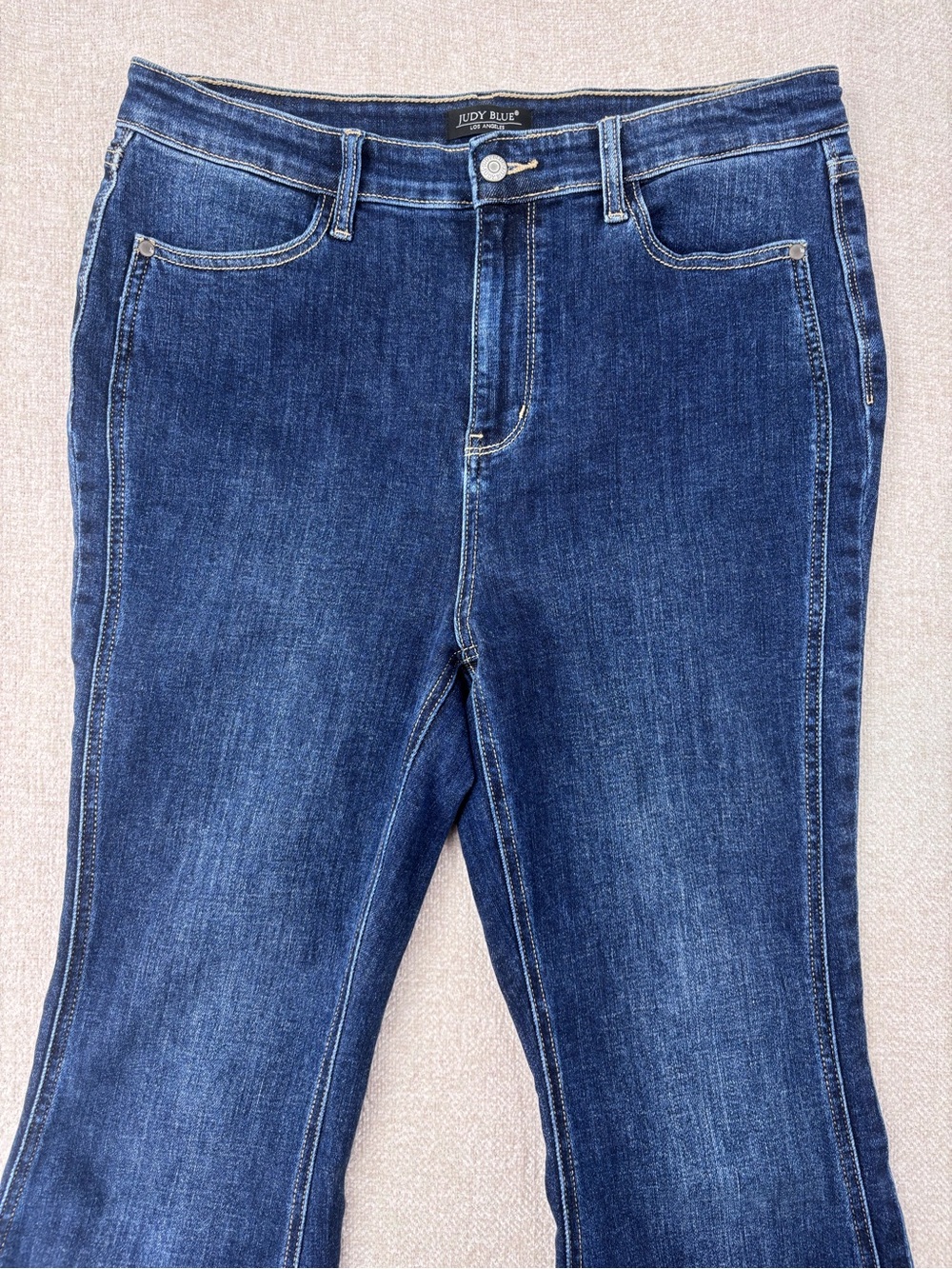 Judy Blue High-Rise side seam retro Dark wash Flare sunset stroll  jeans 13/31 - Picture 5 of 12